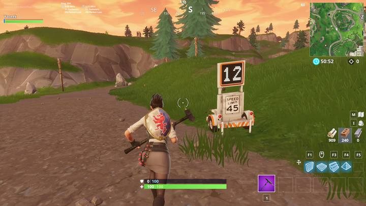 Znak informuje o tym jaką aktualnie prędkość posiadasz. - Wyzwanie - Przekrocz prędkość 27 na różnych znakach kontroli radarowej - Fortnite: Battle Royale - poradnik do gry