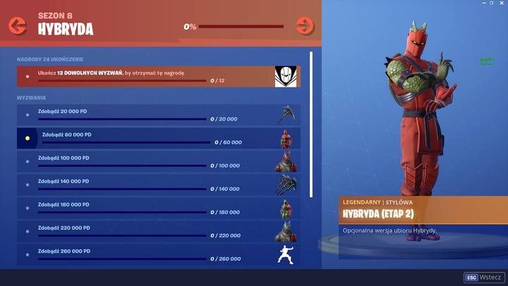Różne etapy odblokowujące kolejne style Hybrydy. - Sezon 8 Fortnite Battle Royale - Karnet bojowy, nowości i skiny - Fortnite: Battle Royale - poradnik do gry