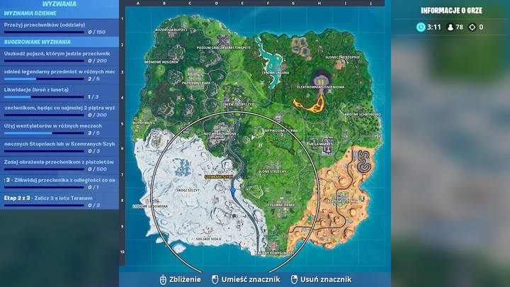 Oznacz centrum jednego z trzech pierwszych okręgów burzowych na mapie. - Fortbajty - lokalizacja i mapa | Fortnite Battle Royale - Fortnite: Battle Royale - poradnik do gry