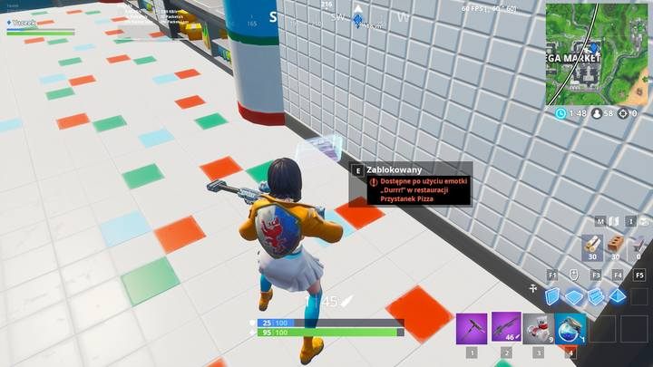 Fortbajt #59 ukryty został w Mega Markecie, a dokładnie we wschodniej jego części, w restauracji Przystanek Pizza - Fortbajty - lokalizacja i mapa | Fortnite Battle Royale - Fortnite: Battle Royale - poradnik do gry