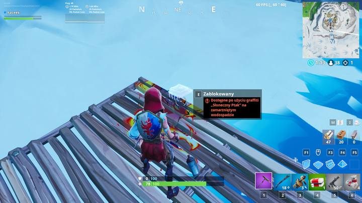 Fortbajt #61 dostępny będzie po użyciu graffiti Słoneczny Ptak na zamarzniętym wodospadzie, w południowej części góry wikingów - Fortbajty - lokalizacja i mapa | Fortnite Battle Royale - Fortnite: Battle Royale - poradnik do gry