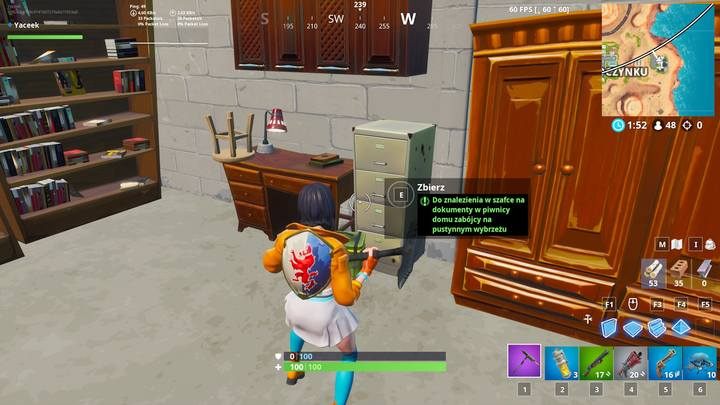 Fortbajt #74 ukryty został w szafce na dokumenty, w piwnicy domu zabójcy na pustynnym wybrzeżu - Fortbajty - lokalizacja i mapa | Fortnite Battle Royale - Fortnite: Battle Royale - poradnik do gry