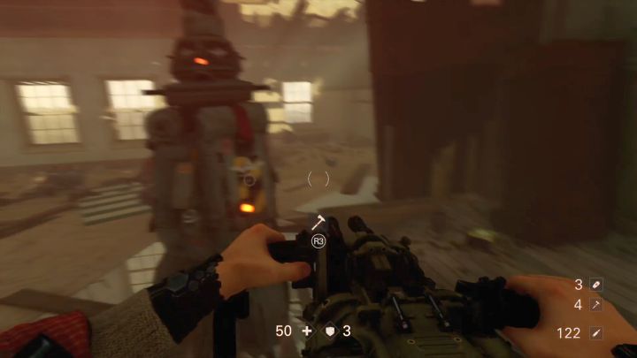 Na koniec wystarczy tylko odciąć ostatni hak, by ten etap dobiegł końca. - Ranczo | Potwór | Solucja Wolfenstein II: The New Colossus - Wolfenstein II: The New Colossus - poradnik do gry