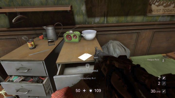 Pierwszy z czterech tutejszych tekstów także znajdziesz na wyższym piętrze budynku - kartka z tekstem zlokalizowana jest w północno-wschodniej części - Penthouse - Sekrety i znajdźki | Sekrety Wolfenstein II - Wolfenstein II: The New Colossus - poradnik do gry