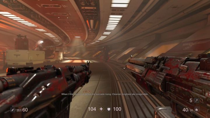 Wrogów w korytarzu można zlikwidować po cichu. - Przesłuchanie | Wenus | Solucja Wolfenstein II: The New Colossus - Wolfenstein II: The New Colossus - poradnik do gry