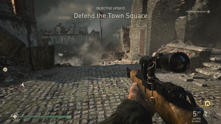 Po odzyskaniu kontroli nad postacią, skieruj się w stronę osłony widocznej na obrazku - Call of Duty WW2: Twierdza - Pamiątki, sekrety, znajdźki - Call of Duty: WW2 - poradnik do gry