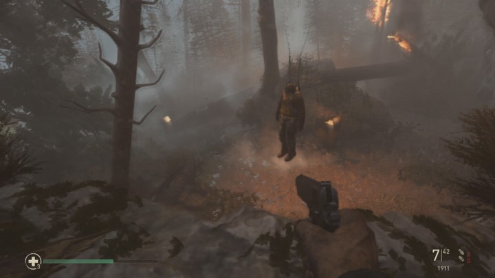 Skieruj się na prawo od widocznego wisielca, przeskocz przez przeszkodę i idź prosto, aż dotrzesz do wraku samolotu (uważaj na psa, który cię zaatakuje) - Call of Duty WW2: Fabryka śmierci - Pamiątki, sekrety, znajdźki - Call of Duty: WW2 - poradnik do gry