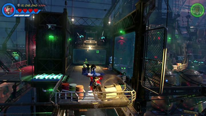 Po zebraniu trzeciego minizestawu podejdź do pokazanego na obrazku miejsca jako Doktor Strange i zniszcz pojemniki jakie się tu znajdują - Sekrety Misja 5 - Hydra, wredna wydra | LEGO Marvel Super Heroes 2 - LEGO Marvel Super Heroes 2 - poradnik do gry