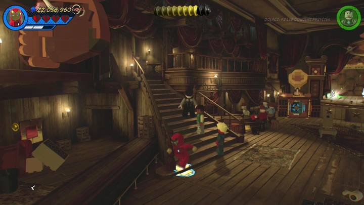 Wejdź teraz za ladę w miejscu pokazanym na obrazku i zniszcz wszystkie obiekty z klocków - Sekrety Misja 6 - O kurczę | LEGO Marvel Super Heroes 2 - LEGO Marvel Super Heroes 2 - poradnik do gry