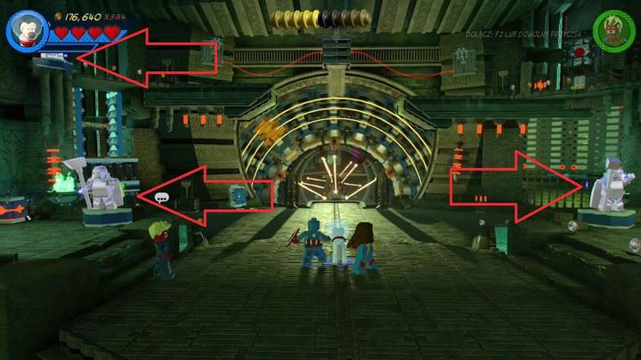 Pierwszy minizestaw otrzymasz w momencie, w którym zniszczysz pięć srebrnych posągów widocznych na obrazku - Sekrety Misja 14 - Halo, nie rób z tego halo | LEGO Marvel Super Heroes 2 - LEGO Marvel Super Heroes 2 - poradnik do gry