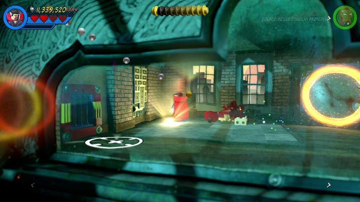 Po przejściu przez portal podczas zbierania pierwszego minizestawu zniszcz fotele, a z klocków rozsypanych na ziemi stwórz zaczep - Sekrety Misja 16 - Torg-Nado | LEGO Marvel Super Heroes 2 - LEGO Marvel Super Heroes 2 - poradnik do gry