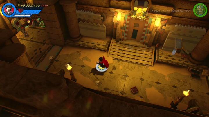 Zaraz pod koniec tej części misji znajdziesz kamienne drzwi prowadzące do wnętrza grobowca - Sekrety Misja 17 - Chyba widziałem kotecka | LEGO Marvel Super Heroes 2 - LEGO Marvel Super Heroes 2 - poradnik do gry