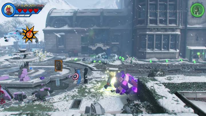 Trzeci minizestaw znajduje się obok fontanny - Sekrety Misja 18 - Główka pracuje | LEGO Marvel Super Heroes 2 - LEGO Marvel Super Heroes 2 - poradnik do gry