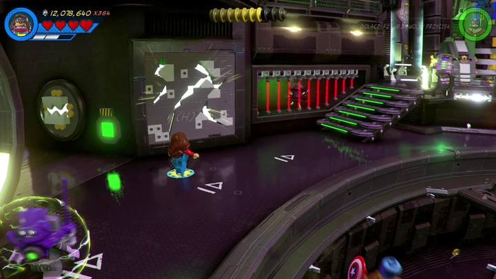 Po lewej stronie placówki znajdziesz pokazaną na obrazku pękniętą ścianę - Sekrety Misja 19 - Na ostrzu miecza | LEGO Marvel Super Heroes 2 - LEGO Marvel Super Heroes 2 - poradnik do gry