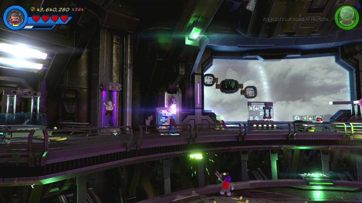 Przejdź na lewą stronę balkonu i skorzystaj z panelu sterowania jako Ms - Sekrety Misja 19 - Na ostrzu miecza | LEGO Marvel Super Heroes 2 - LEGO Marvel Super Heroes 2 - poradnik do gry