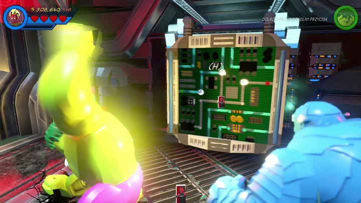 Na początek przejdź na prawą stronę i ugaś pożar dowolną postacią (na przykład Hulkiem) - Misja 7 - Wielu Hanków, wiele złości | Misje Gwenpool | Solucja - LEGO Marvel Super Heroes 2 - poradnik do gry