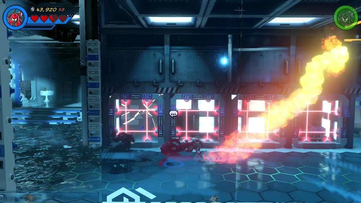 Udaj się teraz w prawo, gdzie znajdziesz się w miejscu pokazanym na obrazku - Misja 8 - Zdążyć przed jaszczurem | Misje Gwenpool | Solucja - LEGO Marvel Super Heroes 2 - poradnik do gry