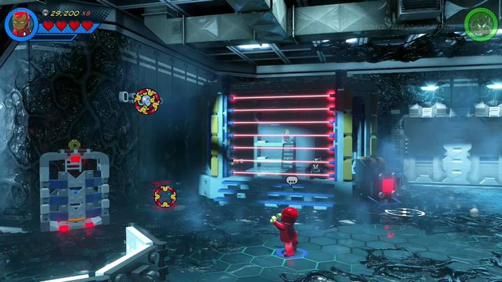 Żeton postaci otrzymasz w momencie, w którym zniszczysz pięć napisów OsCorp znajdujących się na ścianach - Misja 8 - Zdążyć przed jaszczurem | Misje Gwenpool | Solucja - LEGO Marvel Super Heroes 2 - poradnik do gry