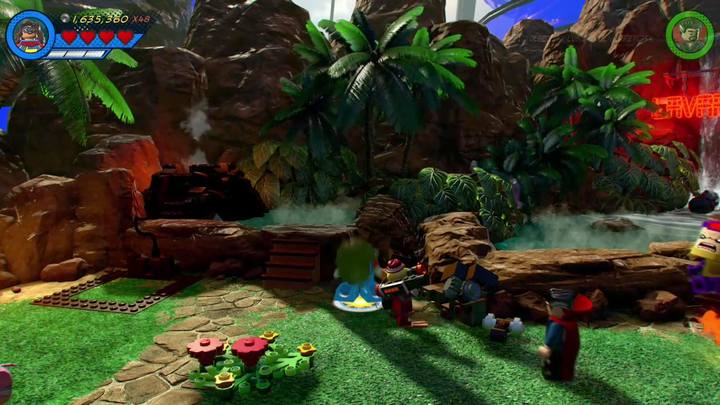 Podejdź do lewej strony, gdzie znajdują się gorące źródła - Misja 10 - Kąpiąc się w komiksach | Misje Gwenpool | Solucja - LEGO Marvel Super Heroes 2 - poradnik do gry