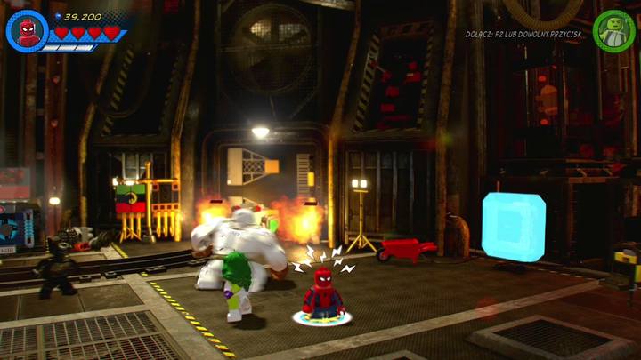 Korzystając z postaci Spider-Mana podejdź do pokazanego na obrazku miejsca, gdzie odkryjesz pewien sekret - Misja 4 - Małpie figle | Solucja LEGO Marvel Super Heroes 2 - LEGO Marvel Super Heroes 2 - poradnik do gry
