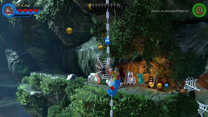 Kolejnym krokiem jest wspięcie się za pomocą pajęczej sieci na skały powyżej - Misja 10 - Wyjście smoka | Solucja LEGO Marvel Super Heroes 2 - LEGO Marvel Super Heroes 2 - poradnik do gry