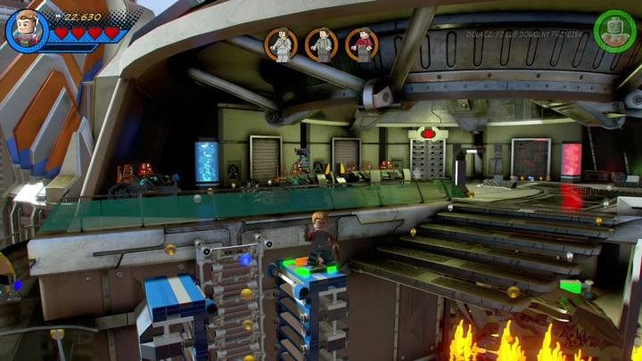 Jak tylko odzyskasz panowanie nad postacią przedostań się na drugi koniec lokacji i korzystając z dobrodziejstw Star Lorda, wzleć na pokazaną na obrazku platformę - Misja 1 - Czy ktoś pokona Esona? | Solucja LEGO Marvel Super Heroes 2 - LEGO Marvel Super Heroes 2 - poradnik do gry