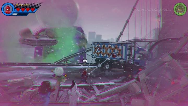 Zmień teraz postać na Spider-Mana i skorzystaj z pokazanej na obrazku ciężarówki - Misja 2 - Z Avengers dookoła świata | Solucja LEGO Marvel Super Heroes 2 - LEGO Marvel Super Heroes 2 - poradnik do gry