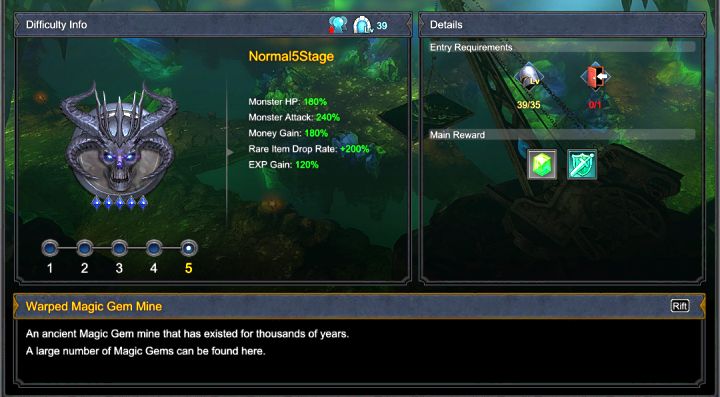 Poziom trudności pozwala dostosować loch do własnych możliwości. - Lochy epickie, areny, szczeliny w MU Legend - MU Legend - poradnik do gry