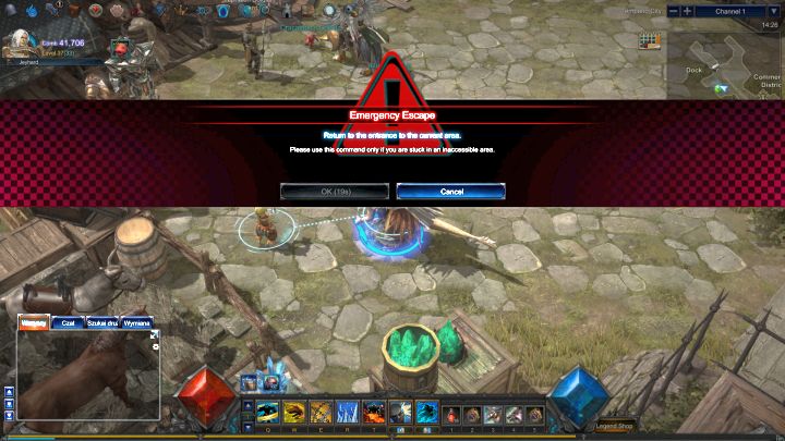 Wyjście awaryjne wykorzystać można, gdy np. postać się zaklinuje. - 5 porad, które ułatwią grę w MU Legend - MU Legend - poradnik do gry