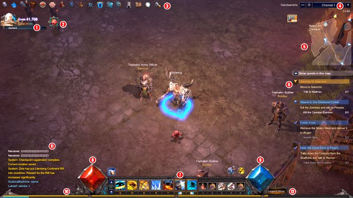 Interfejs w grze MU Legend został dobrze rozplanowany - wszystkie jego elementy znajdują się przy krawędziach ekranu, pozostawiając centralną część wolną, dzięki czemu gracz przez cały czas bez problemu orientuje się, co dzieje się na ekranie - Interfejs rozgrywki | Porady - MU Legend - poradnik do gry