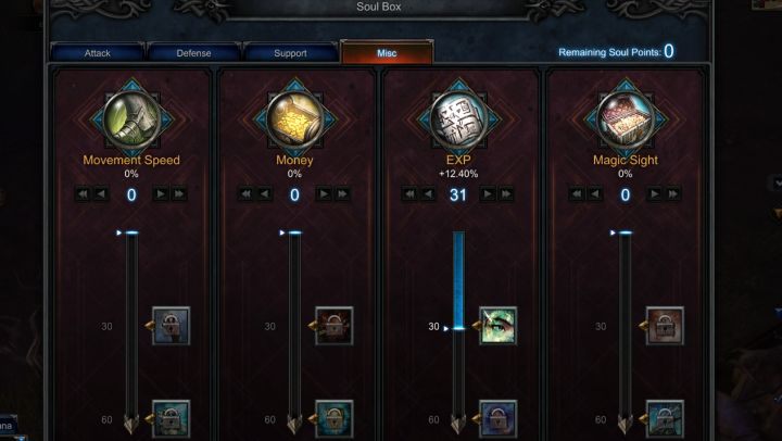 Warto wydać punkty Dusz by zyskać dodatkową premię do zdobywanych punktów doświadczenia. - Jak szybko zdobywać poziomy? - MU Legend - poradnik do gry