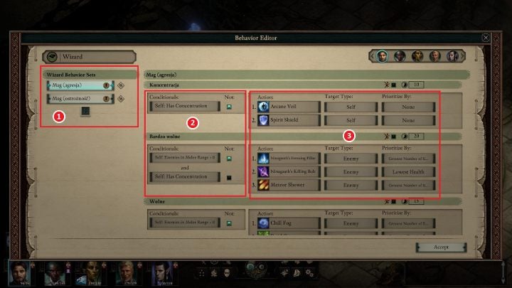 Klikając przycisk Otwórz edytor zachowania (Open Behavior Editor) ujrzysz powyższe okno - Pillars of Eternity 2: Sztuczna inteligencja (AI) drużyny - Pillars of Eternity 2 Deadfire - poradnik do gry