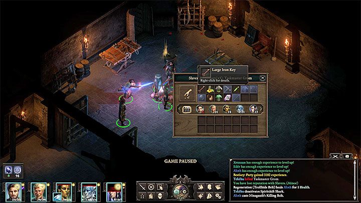Niewolnicy są przetrzymywani w dwóch różnych celach w lochach - w południowej (M37,14) oraz we wschodniej (M37,17) części mapy - Pillars of Eternity 2: Chytra propozycja - solucja, opis przejścia - Pillars of Eternity 2 Deadfire - poradnik do gry
