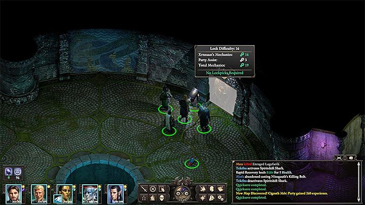 W sali ze zbiornikiem (M39,2) natrafisz na pierwsze lagufaty - nie są to silne potwory, ale jeśli chcesz możesz próbować je omijać polegając na skradaniu się - Pillars of Eternity 2: Zadania poboczne na wyspie Sayuka - solucja - Pillars of Eternity 2 Deadfire - poradnik do gry