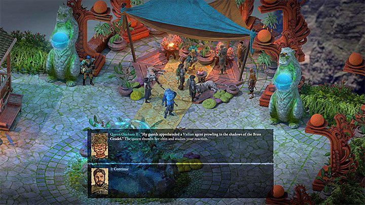 Jeśli zaliczyłeś wymienione wyżej questy i rozpocząłeś główną misję Nadciagająca burza to możesz spotkać się z Królową Onekazą II na dachu Pałacu Kahanga w dzielnicy Wężowa Korona w Neketace (M25,8) - Pillars of Eternity 2: Współpraca z frakcją Huana - solucja, opis przejścia - Pillars of Eternity 2 Deadfire - poradnik do gry