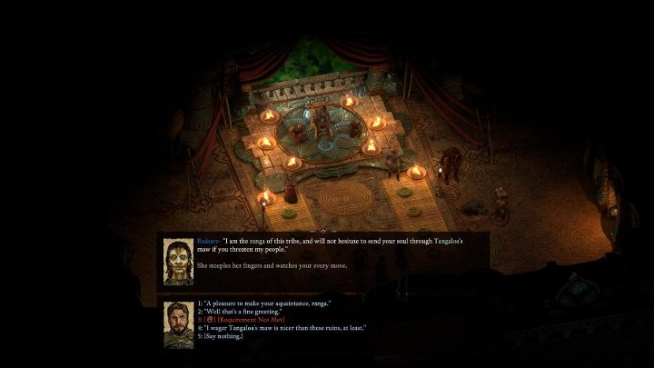 Czeka cię teraz dialog z Ruasare - przywódczynią Malowanych Masek - Pillars of Eternity 2: Malowanie Maski, zadanie Alotha - solucja, opis przejścia - Pillars of Eternity 2 Deadfire - poradnik do gry