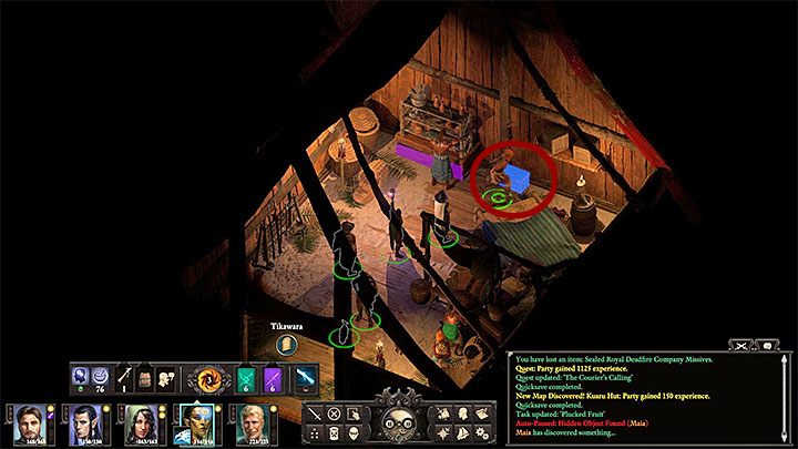 Dotrzyj do centralnej części wioski gdzie spotkasz Mukumu oraz przywiązanego do słupa Tamau (M27,5) - Pillars of Eternity 2: Zadania poboczne na wyspie Tikawara - solucja - Pillars of Eternity 2 Deadfire - poradnik do gry