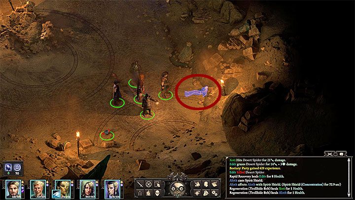 Na drugim poziomie lochu (M30,8) rozpoczynasz obok spaczonej kolumny adry oraz pomieszczenia ze zwłokami (kolejna wizja) - Pillars of Eternity 2: Burze Poko Kohary - zadania poboczne, solucja - Pillars of Eternity 2 Deadfire - poradnik do gry