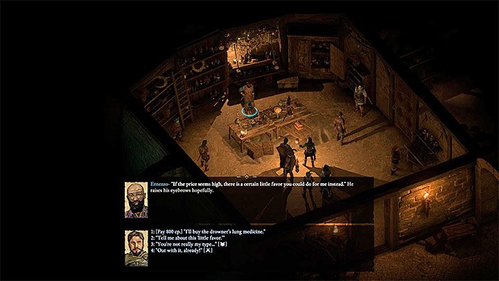 Drugi wariant zachowania to poproszenie Ernezza o lekarstwo - Pillars of Eternity 2: Pozostałe zadania poboczne - solucja, opis przejścia - Pillars of Eternity 2 Deadfire - poradnik do gry