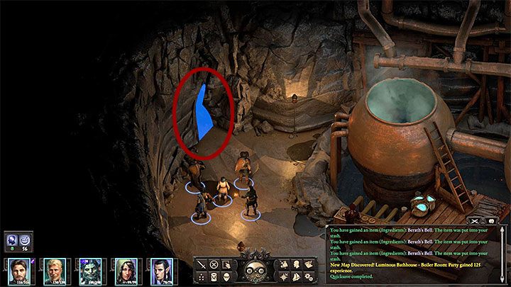 Druga metoda zakłada skorzystanie z tajnego przejścia w Lśniącej Łaźni (M15,8) - Pillars of Eternity 2: Posiadłość Arkemyra - mapa - Pillars of Eternity 2 Deadfire - poradnik do gry