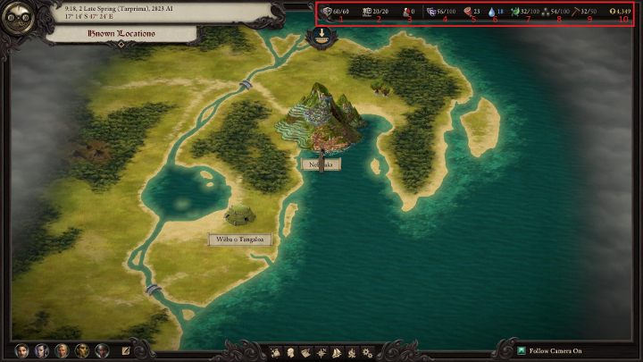 Na zaznaczone wartości musisz zwracać uwagę podczas każdej podróży statkiem. - Pillars of Eternity 2: Zarządzanie statkiem i załogą - Pillars of Eternity 2 Deadfire - poradnik do gry