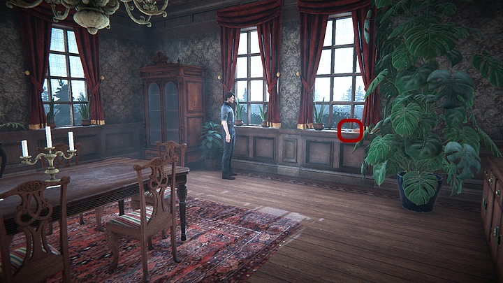 Teraz skieruj się na moment w prawo - na parapecie (na wprost krótszego boku stołu) znajdziesz kolejne fragmenty zdjęcia - Dowiedz się, co wie Ailsa | Solucja Black Mirror - Black Mirror - solucja, poradnik