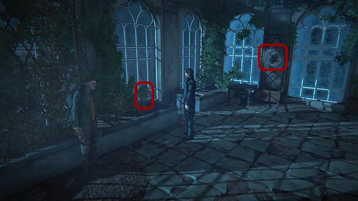 W środku przyjrzyj się różom Cecilli (przy oknie, na prawo od Roryego) i porozmawiaj o niej z ogrodnikiem - Dowiedz się więcej o kobiecie, która się utopiła | Solucja Black Mirror - Black Mirror - solucja, poradnik