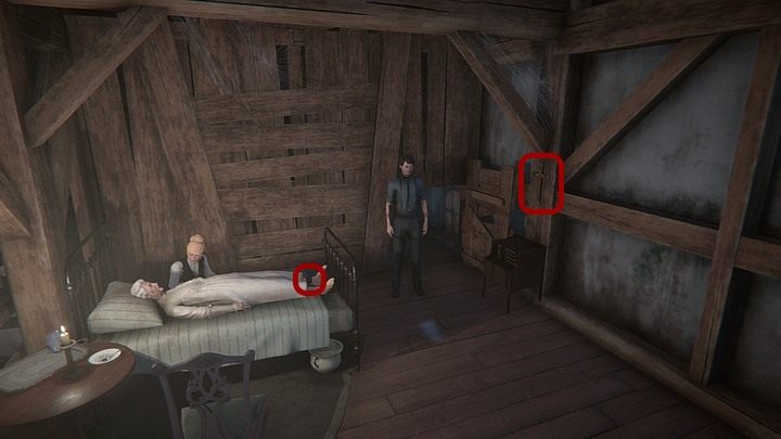 Po dotarciu do sekretnego pokoju na strychu zaważ wiszący naprzeciwko łóżka (po prawej) krucyfiks - Dowiedz się, co Ailsa robiła na strychu | Solucja Black Mirror - Black Mirror - solucja, poradnik
