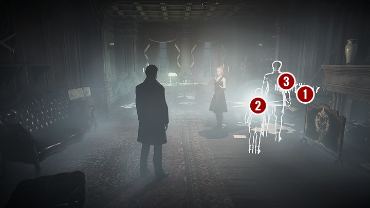 Rozpocznie się kolejna wizja - obserwujesz Edwarda i małego Johna w sytuacji ewidentnie konfliktowej - Dowiedz się więcej na temat obsesji Johna na punkcie makiety zamku | Solucja - Black Mirror - solucja, poradnik