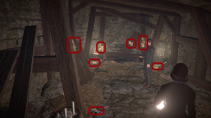 W środku najpierw podnieś następne fragmenty fotografii (po lewej - mniej więcej na wprost wejścia), a potem przeczytaj wszystkie dostępne zapiski (w sumie jest ich 6): poprzyczepiane do wspierających ściany desek, leżące na deskach i na ziemi (będą się kolejno uaktywniać - na koniec zostaw te najba - Zbadaj wioskę | Solucja Black Mirror - Black Mirror - solucja, poradnik