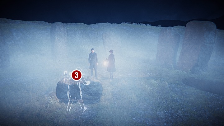 Kolejny aktywny punkt trzeba kliknąć na Johnie - najlepiej podejść do niego, nie zachodząc go od tyłu, tylko z przeciwnej strony - idąc z góry w dół ekranu - Zbadaj wioskę | Solucja Black Mirror - Black Mirror - solucja, poradnik