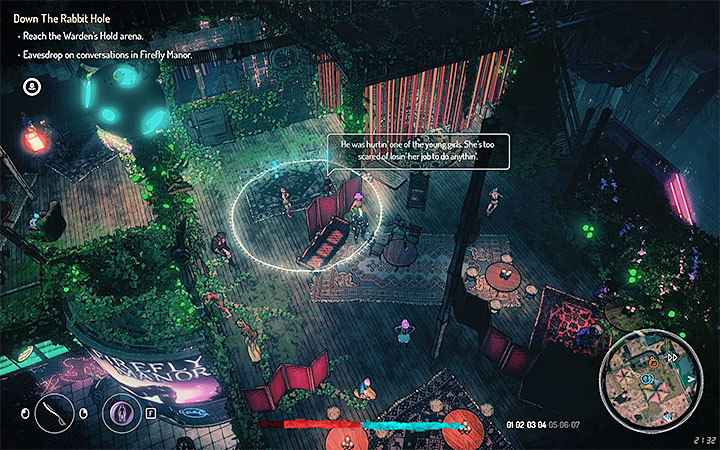 Na mapie Twierdzy Strażnika pojawią się trzy niebieskie okręgi informujące o lokacjach, w których są okazje do podsłuchiwania rozmów - W głąb króliczej nory (Down the Rabbit Hole) | Zadania główne | Solucja - Seven The Days Long Gone - poradnik do gry