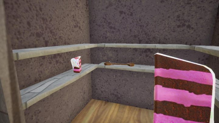 W pomieszczeniu odnajdziesz kolejny kawałek tortu oraz klucz - zabierz oba przedmioty - Hello Neighbor: Hello Granny - solucja - Hello Neighbor - poradnik do gry