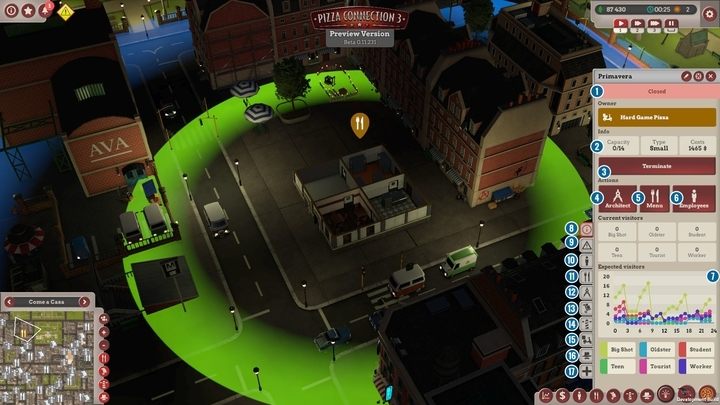 Menu restauracji - Interfejs | Poradnik na start | Pizza Connection 3 - Pizza Connection 3 - poradnik do gry